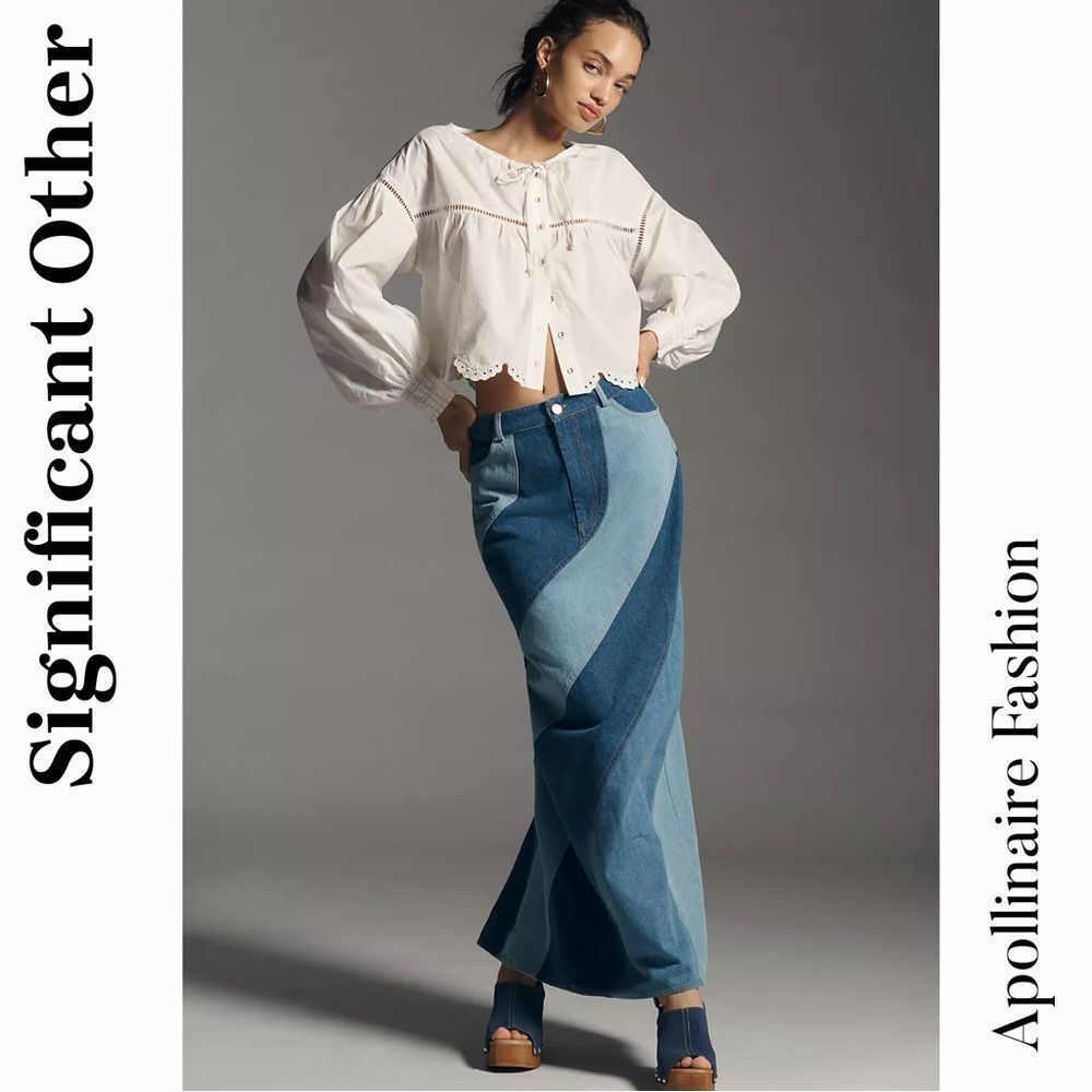 Significant Other Saskia Maxi Skirt in Indigo Size 10 New